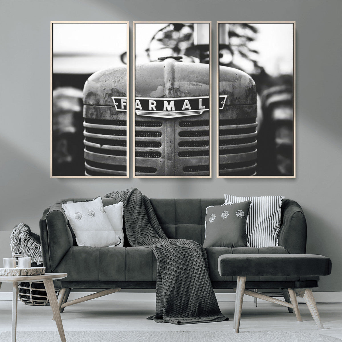 Vintage Farmall Tractor Wall Art Canvas Print, Rustic