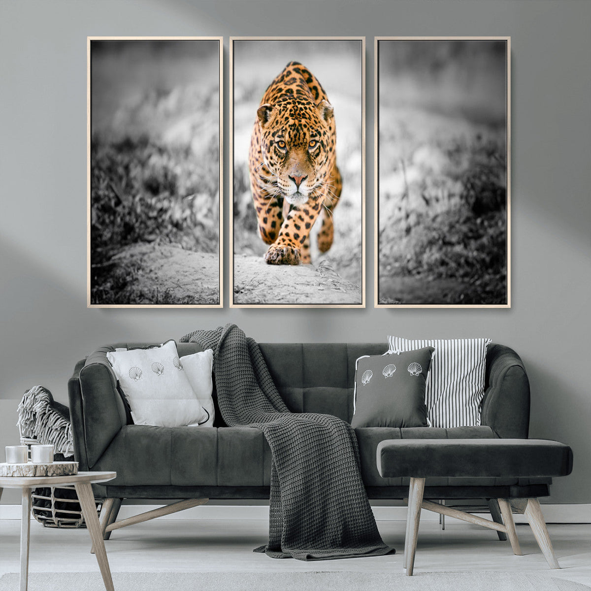 Jaguar Wall Art Canvas Print - Majestic Big Cat in Focused