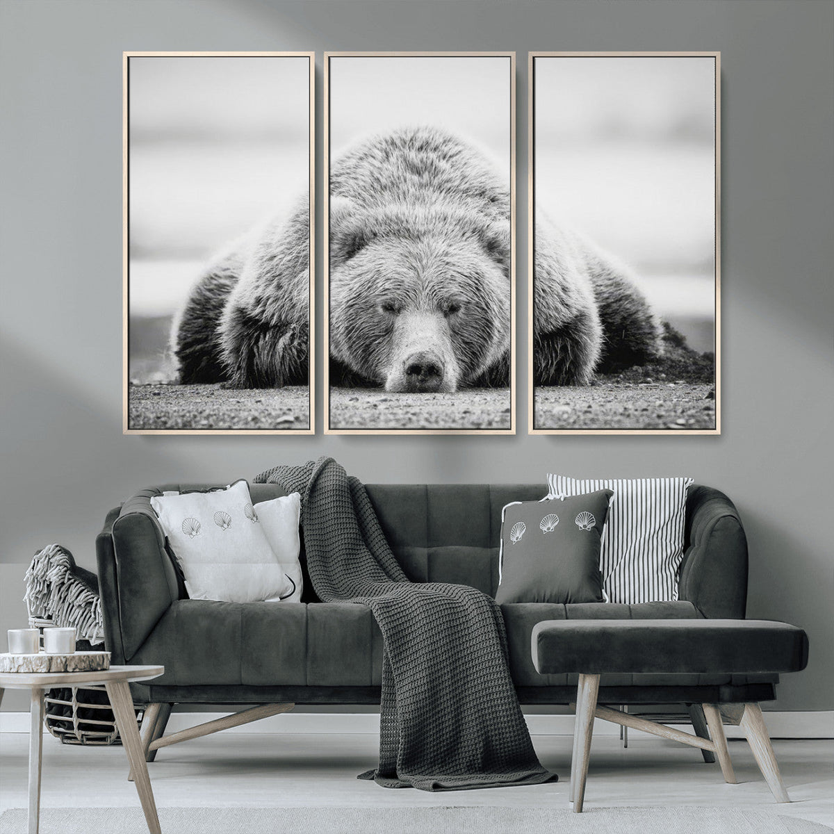 Resting Grizzly Bear Wall Art Canvas Print – Majestic Lazy