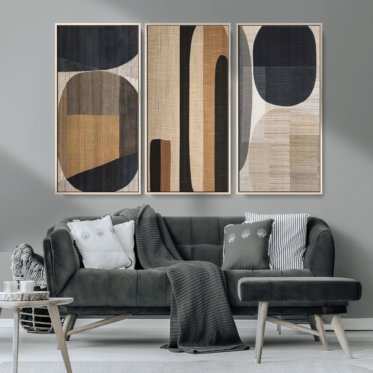 Abstract Minimalist Canvas Wall Art - Neutral Geometric
