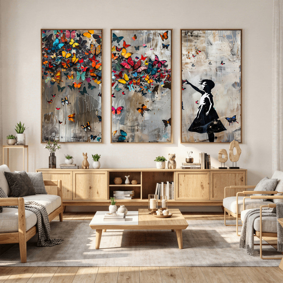 Banksy Wall Art - Banksy Girl and Butterfly Explosion Wall