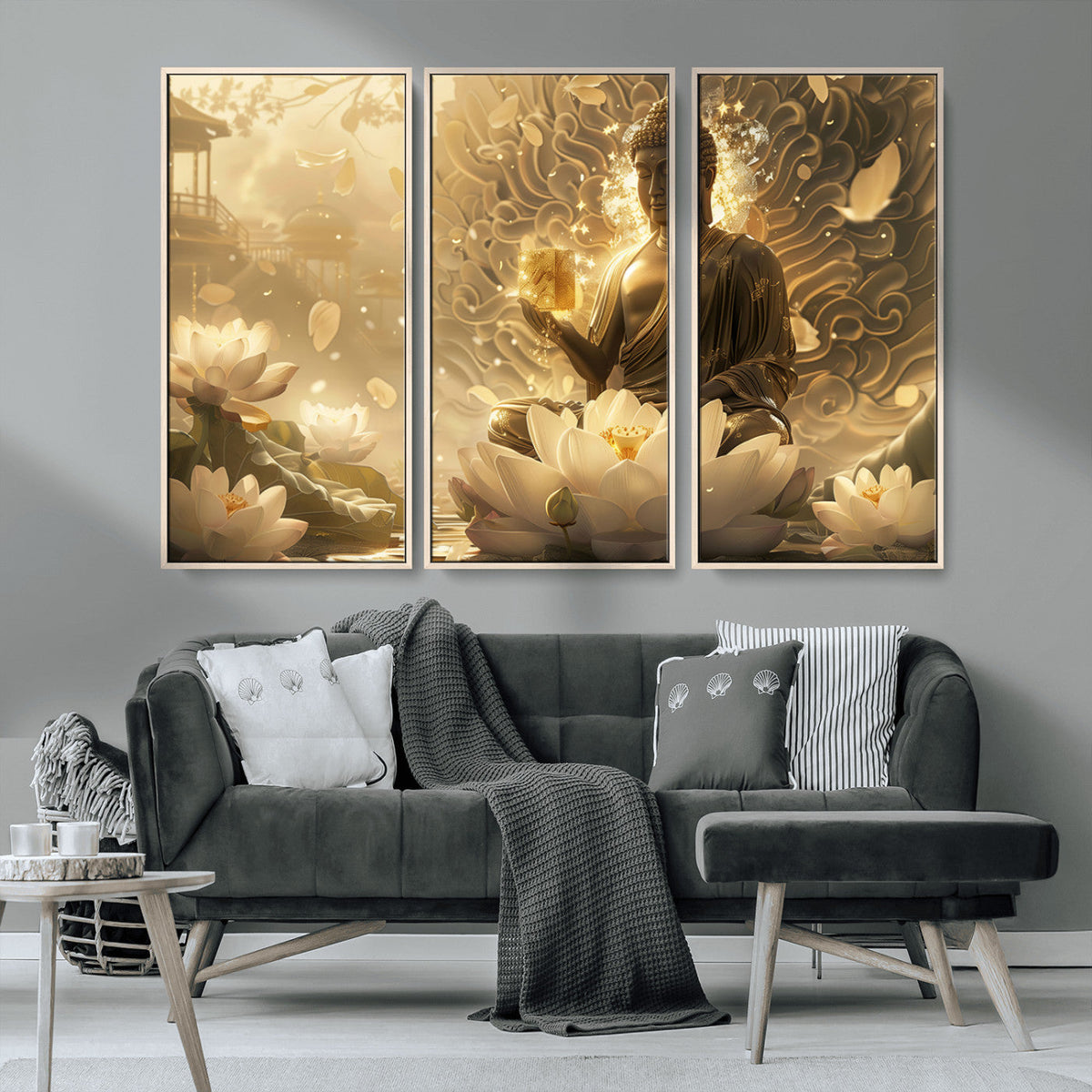 Golden Buddha Wall Art | Yoga Room Decor and Meditation Room