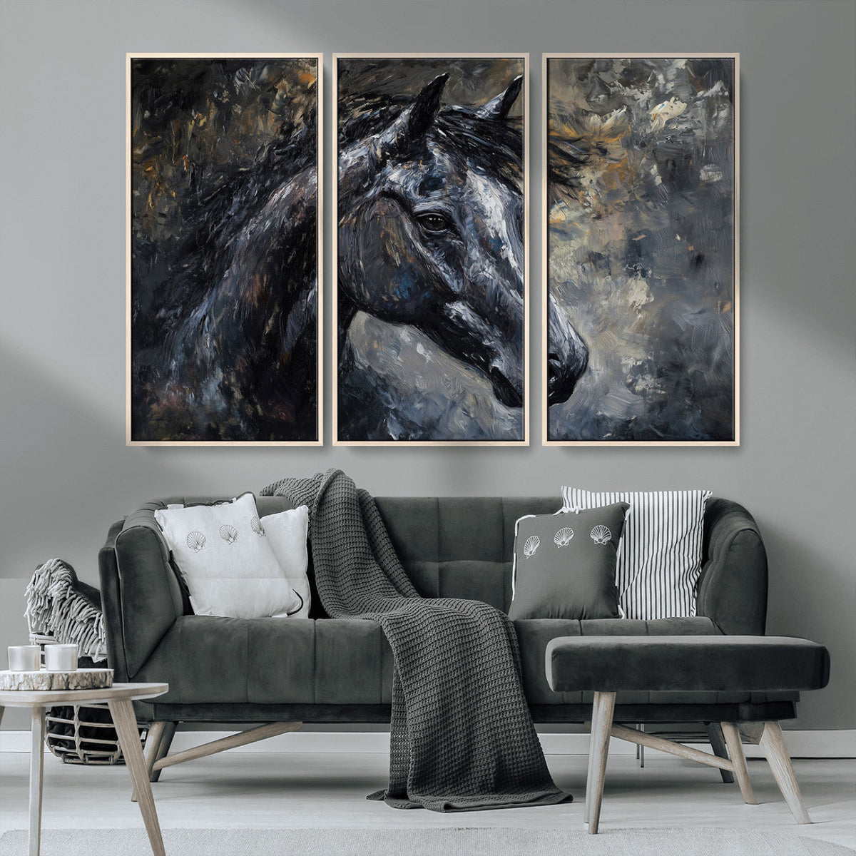 Large Abstract Horse Wall Art Canvas Print | Farmhouse Wall