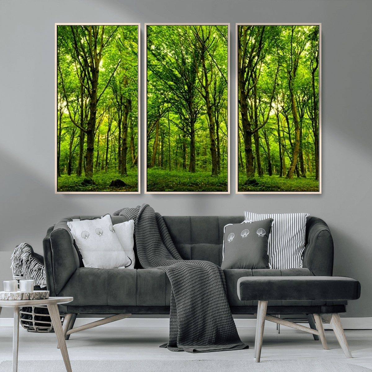 Lush Green Forest Canvas Print | 3-Panel Forest Wall Art |