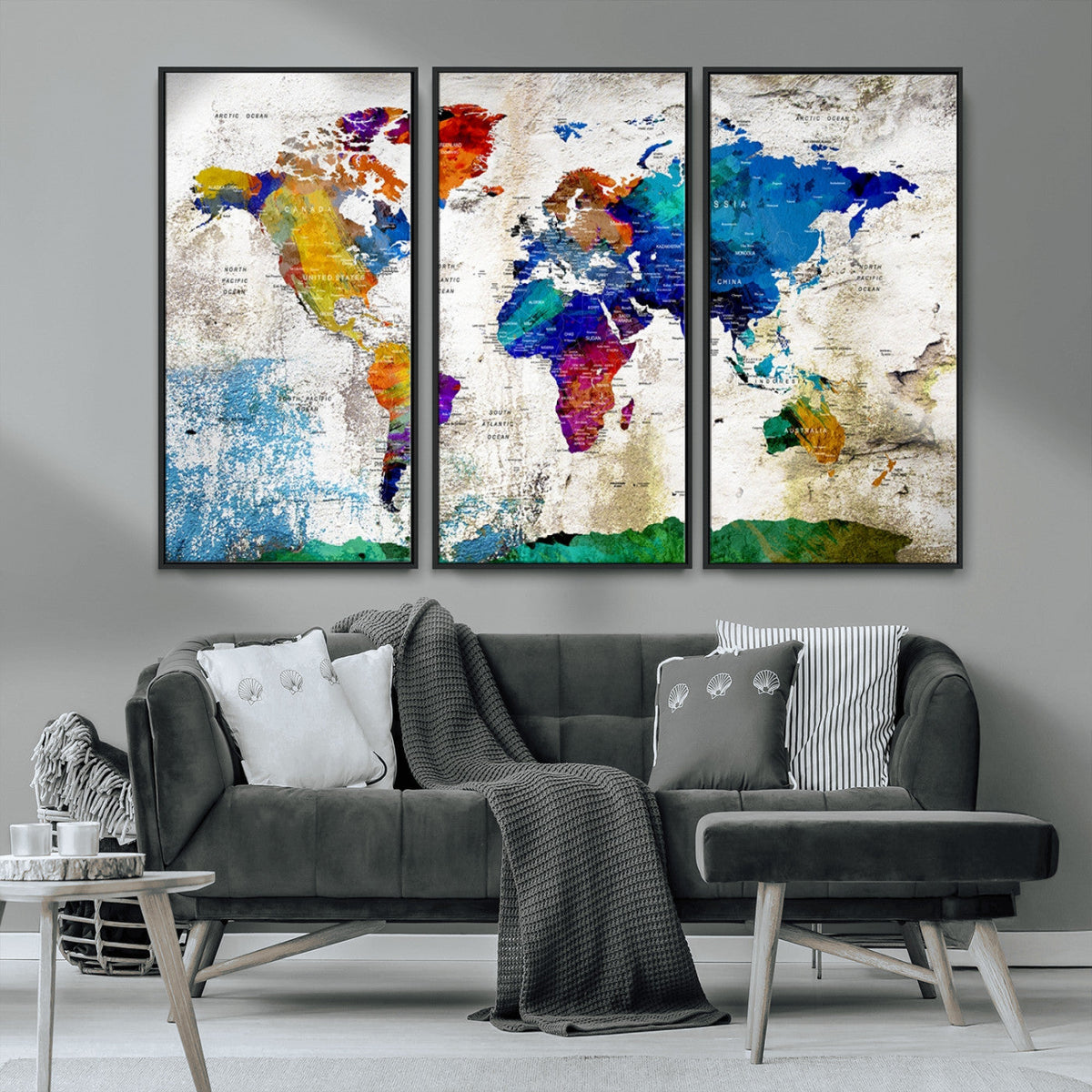 World Map Canvas Print – Framed Travel Map Wall Art for