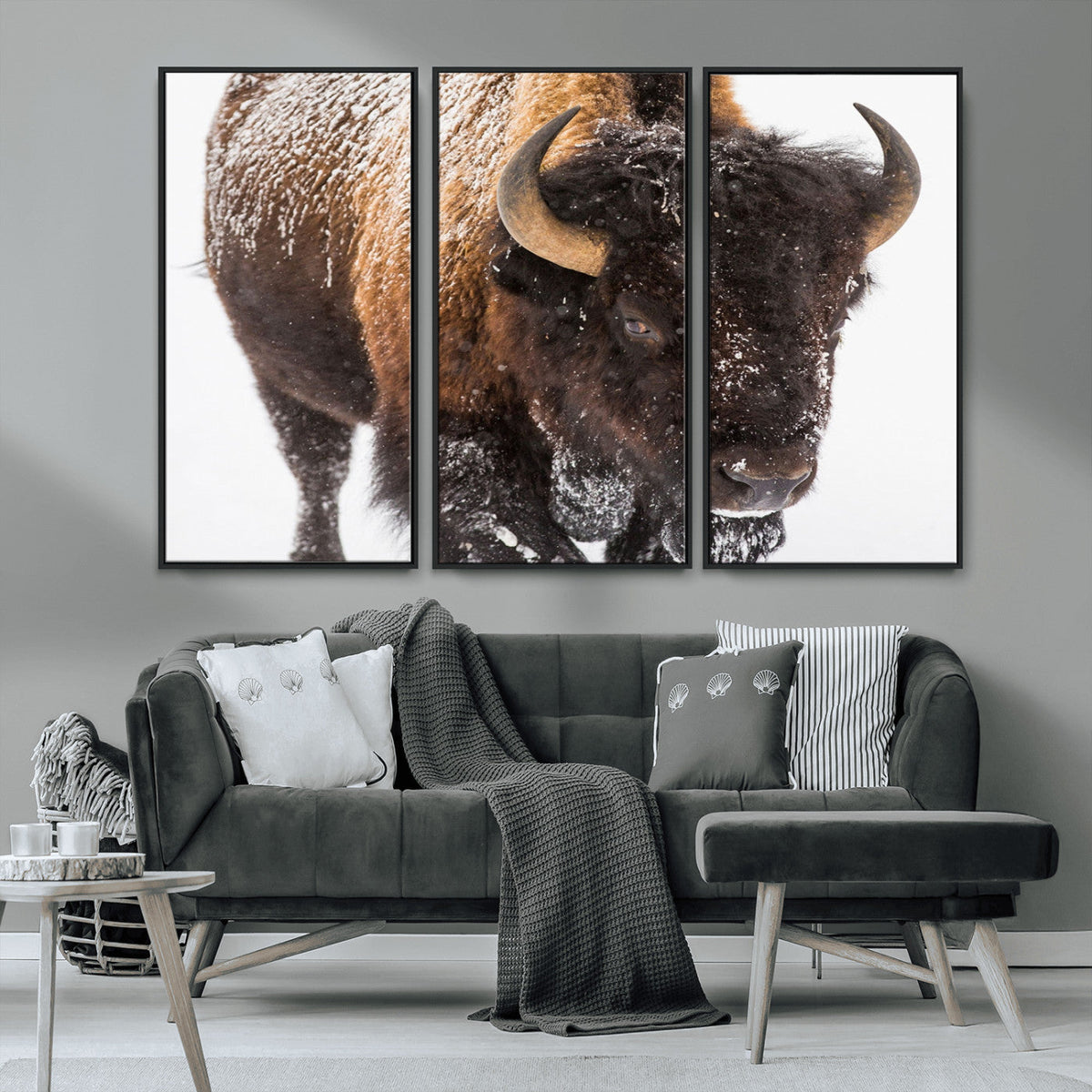 Bison Wall Art Canvas Print For Farmhouse, Wild Animal Wall