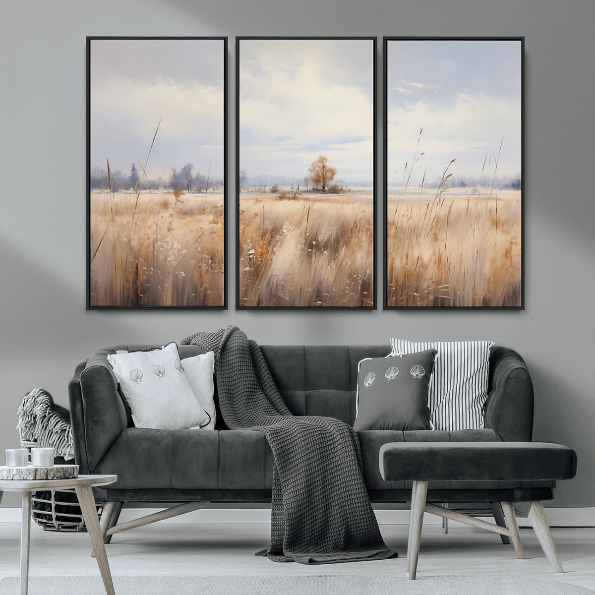 Golden Fields Wall Art Print Canvas – Serene Landscape of