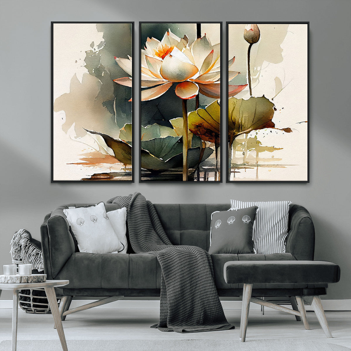 Lotus Flower Watercolor Canvas Print – A Symbol of Serenity