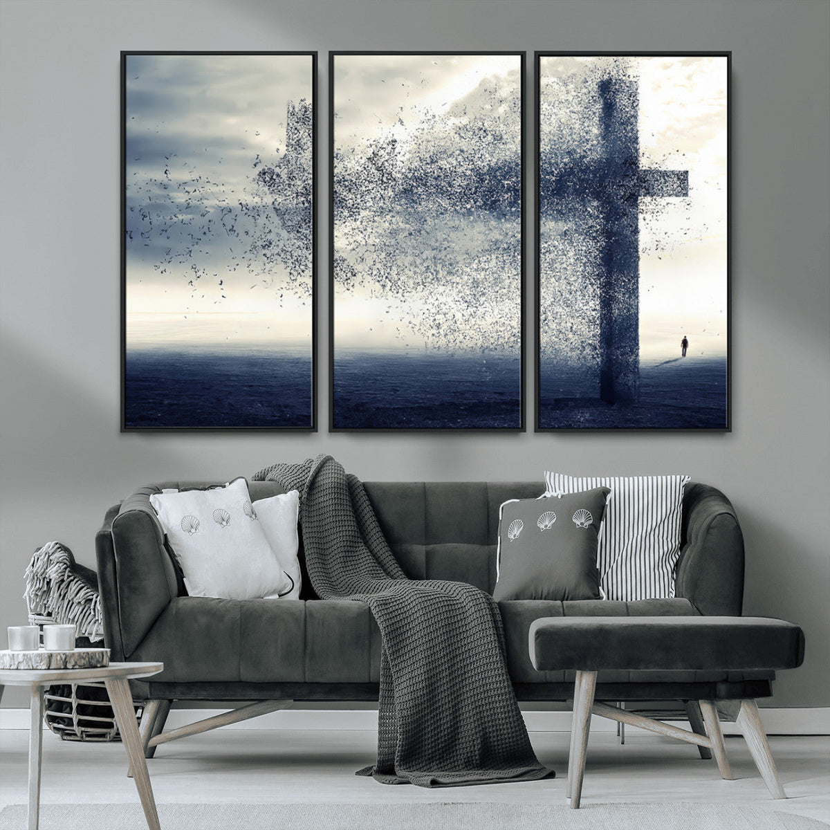 Jesus and the Fading Cross Wall Art Print – Symbol of Faith,