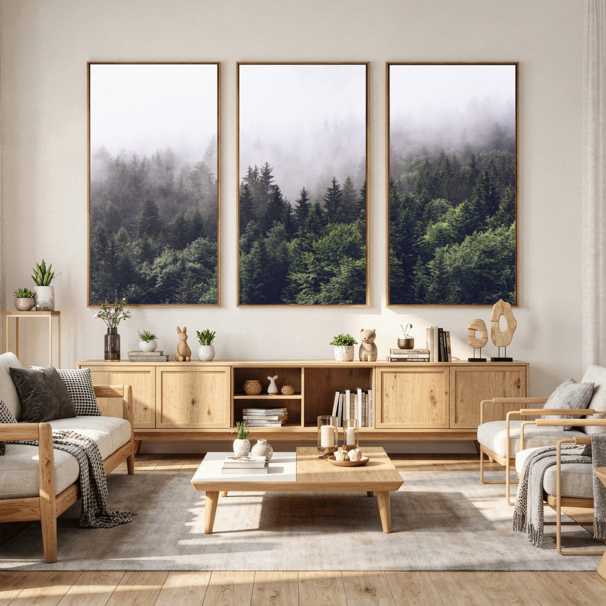 Misty Forest Wall Art | Foggy Forest Canvas Print | Large