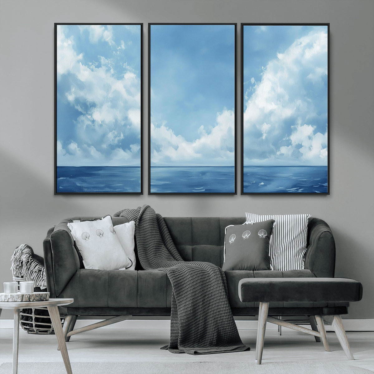Abstract Ocean Print Artwork- Serene Blue Ocean Canvas Wall