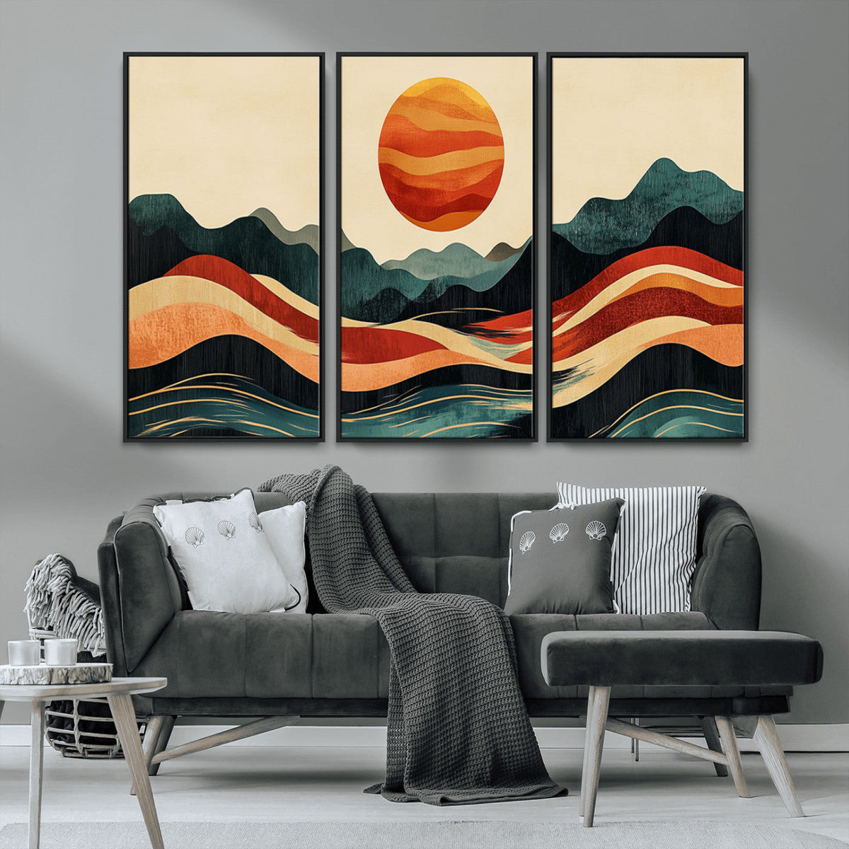 Mountain Triptych Wall Art Canvas Print – Western Nature