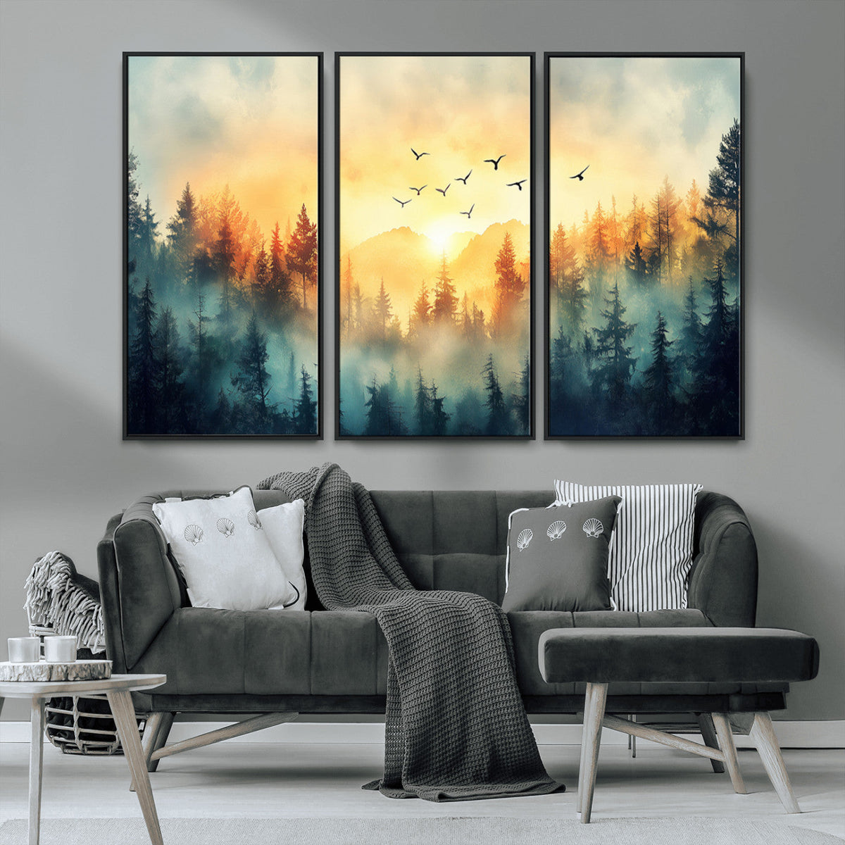 Abstract Forest Wall Art Print- Serene Nature Canvas Print
