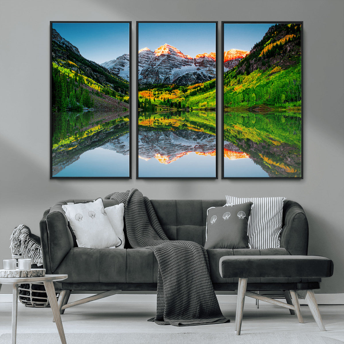 Maroon Bells Lake Wall Art Canvas Print – Framed Majestic