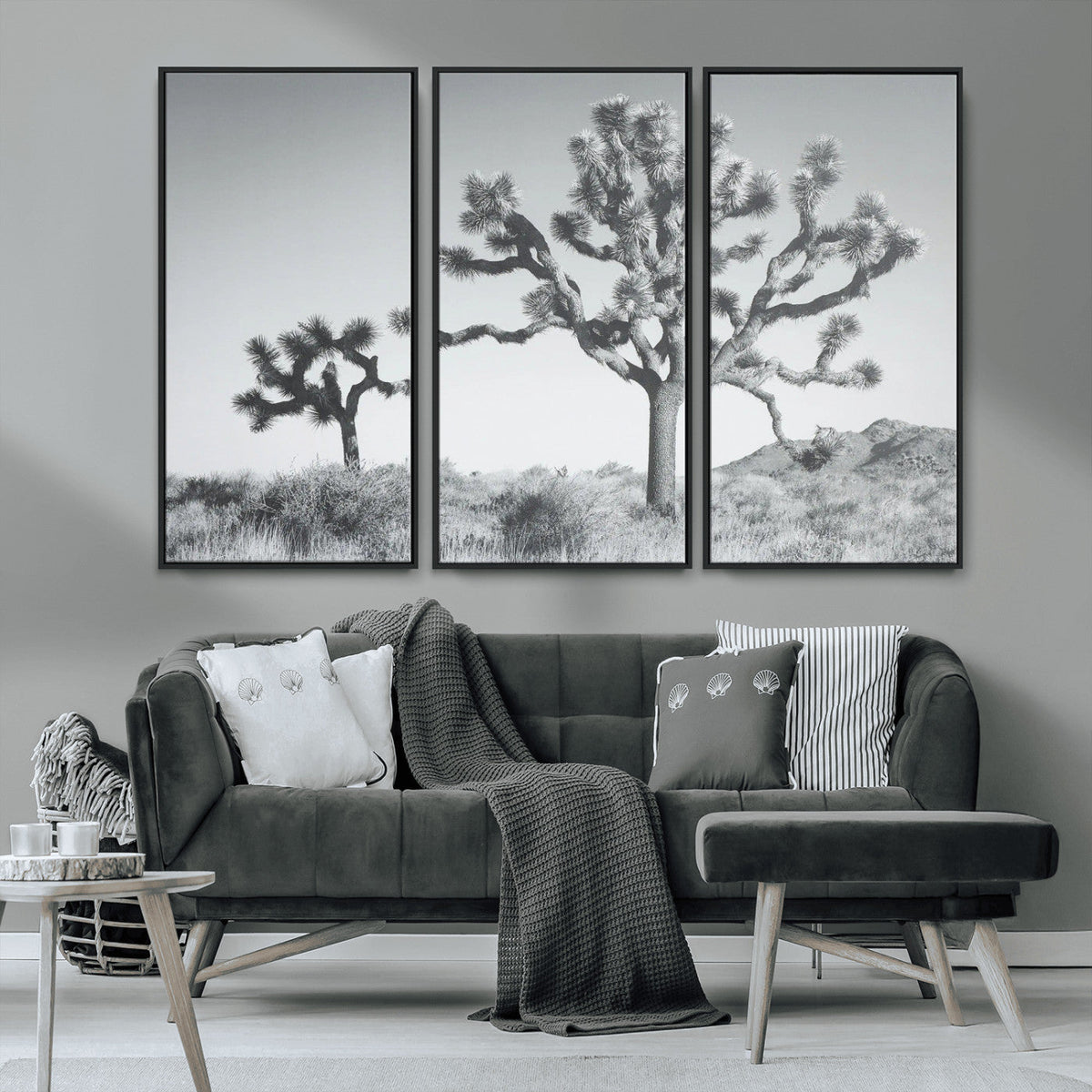 Joshua Tree Wall Art Canvas Print – Framed Black White