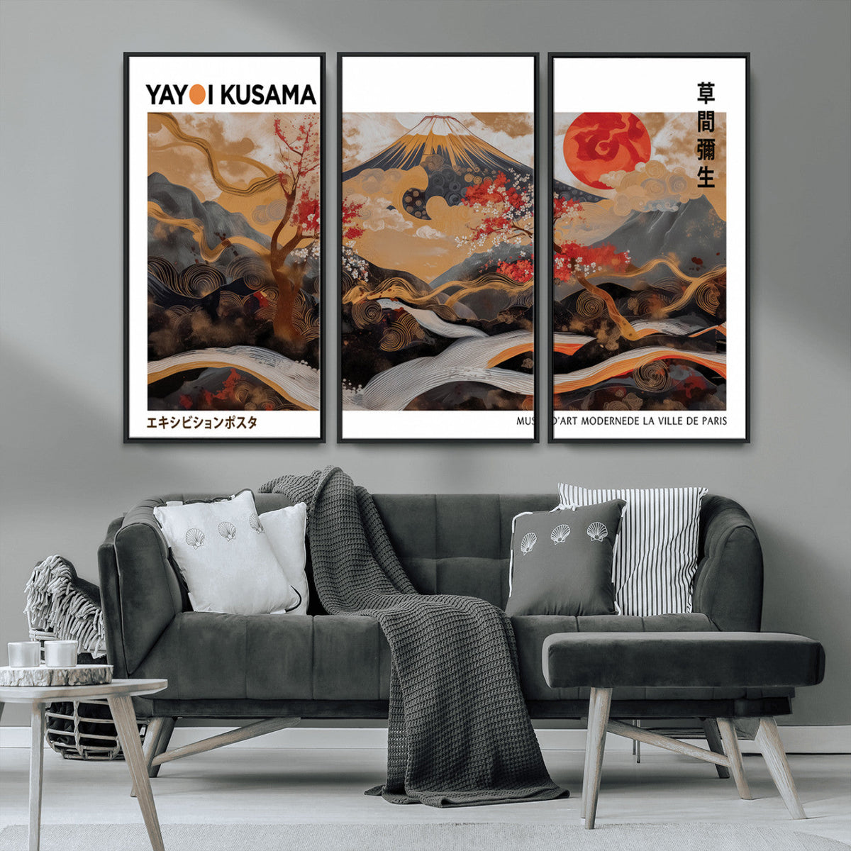 Modern Japanese Wall Art Canvas Print – Framed Abstract