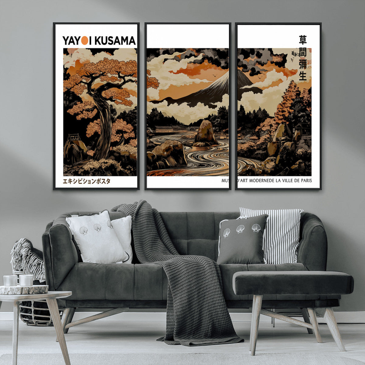 Modern Japanese Wall Art Canvas Print – Framed Abstract