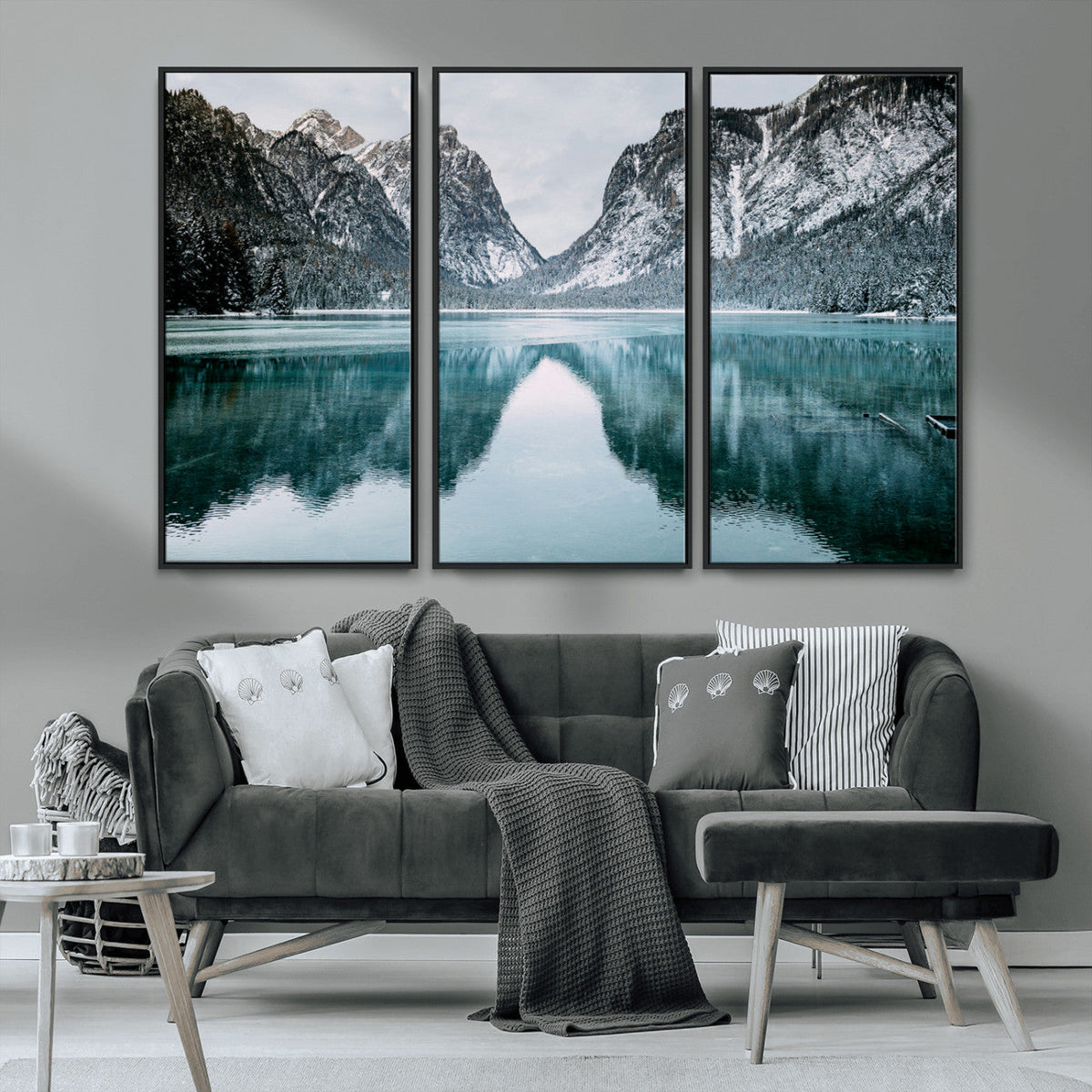 Mountain Lake Wall Art Canvas Print – Framed Toblacher See