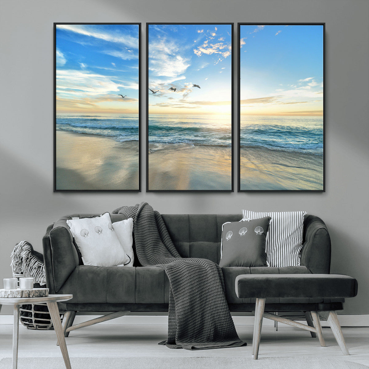 Minimalist Seaside Wall Art Canvas Print – Morning Glow