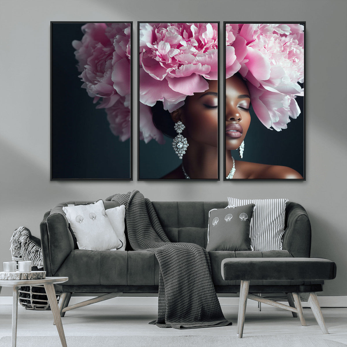 Black Beauty Petal Crown Wall Art Canvas Print – Floral