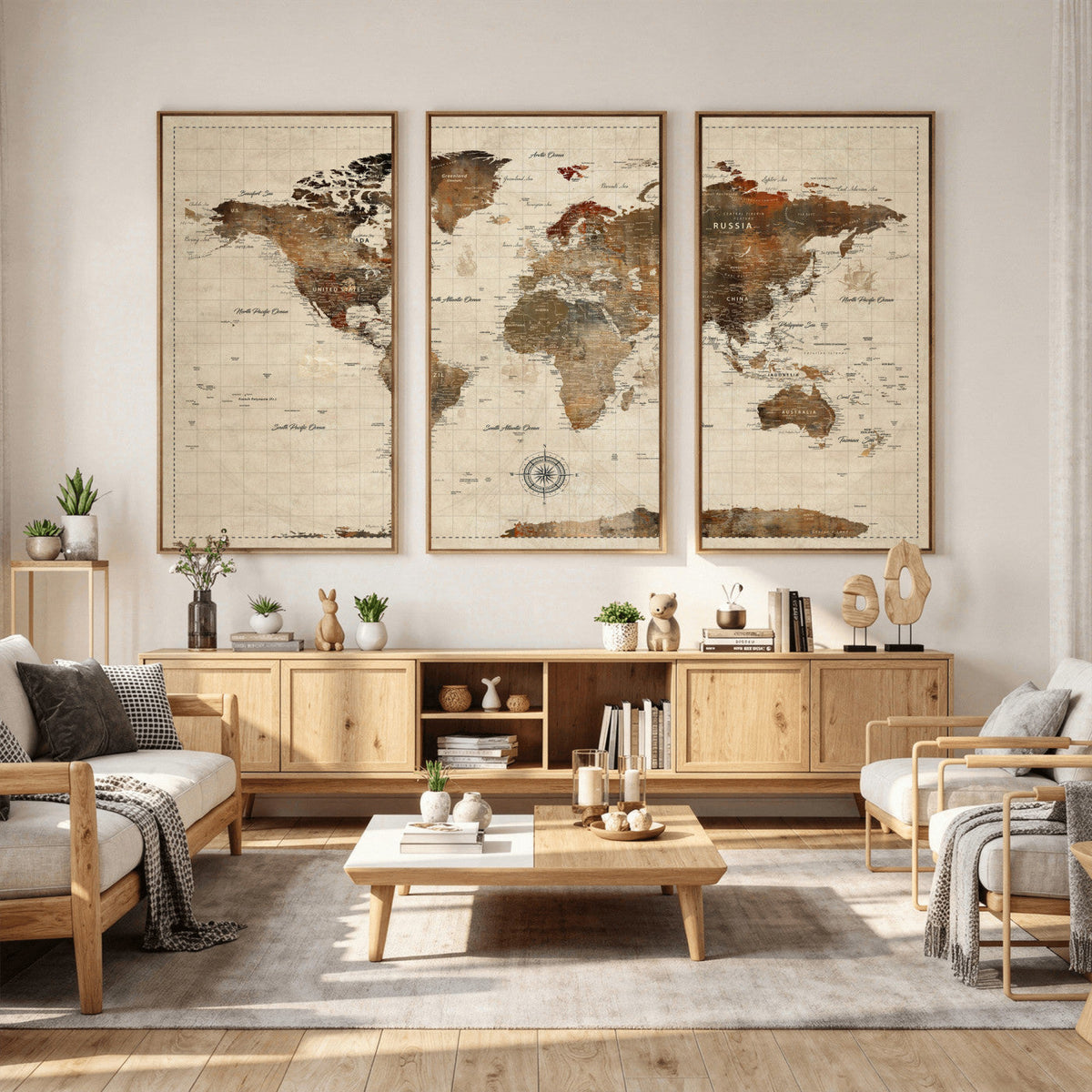World Map Canvas Print – Framed Detailed Map of the World