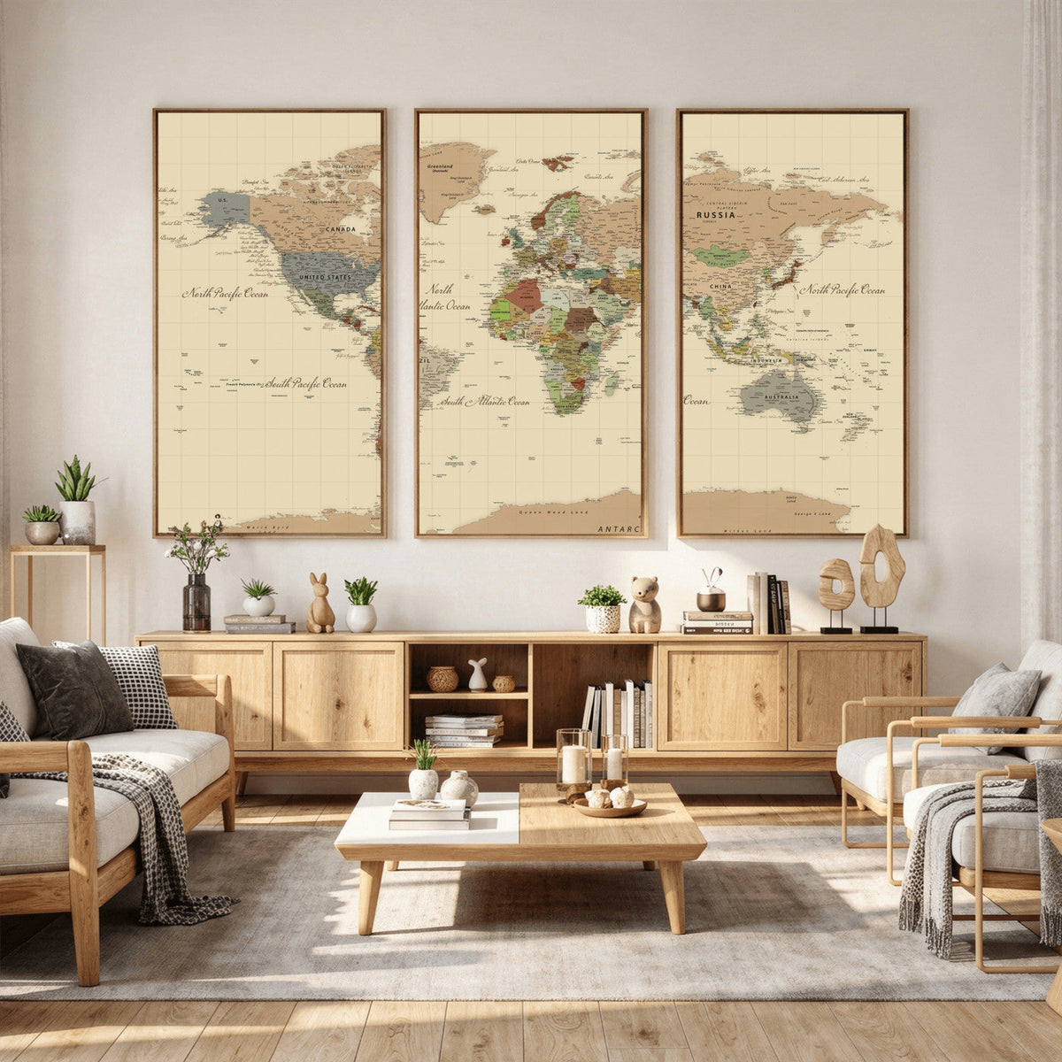 Extra Large World Map Canvas Print – Detailed Map of the