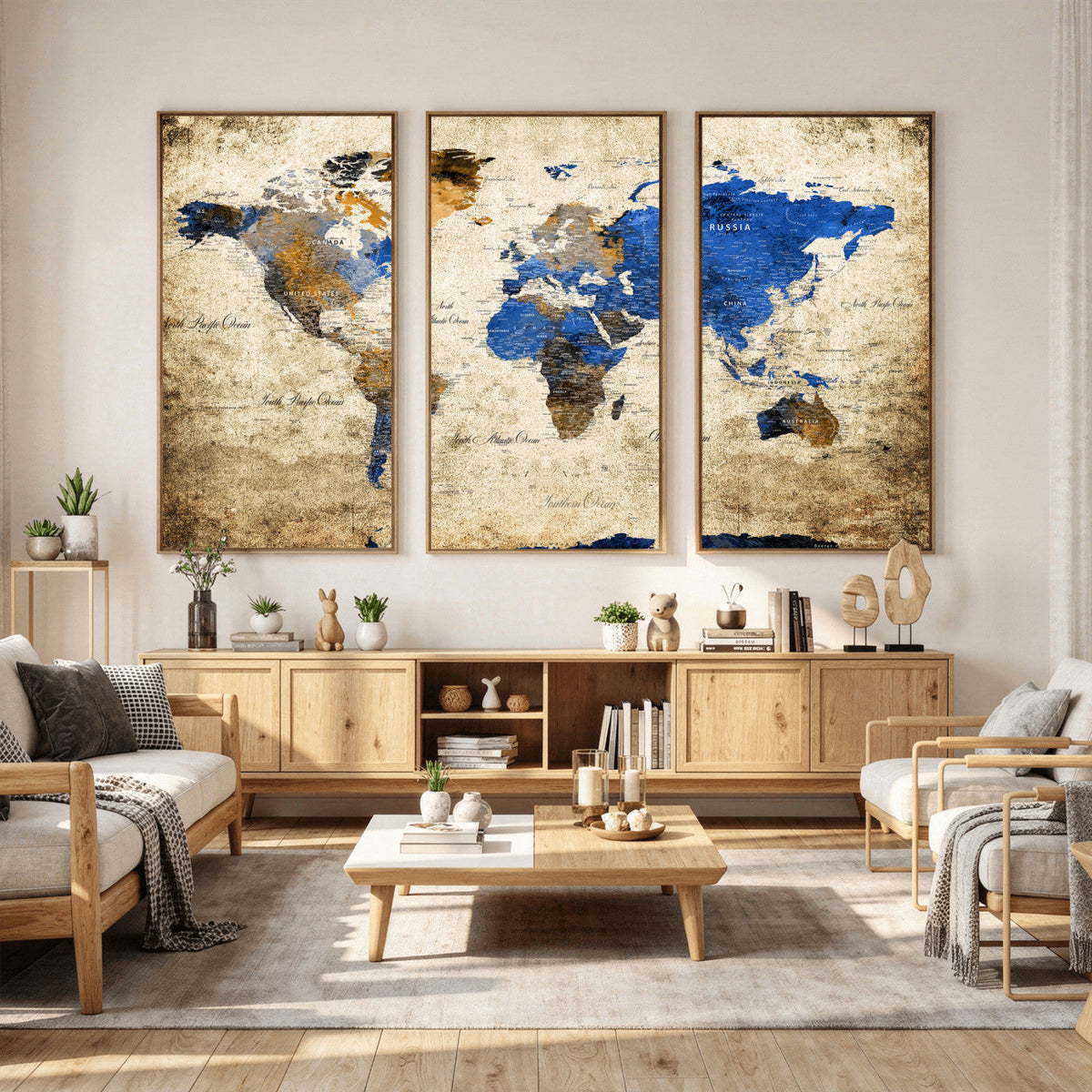 World Map Canvas Print – Colorful Abstract Travel Map,