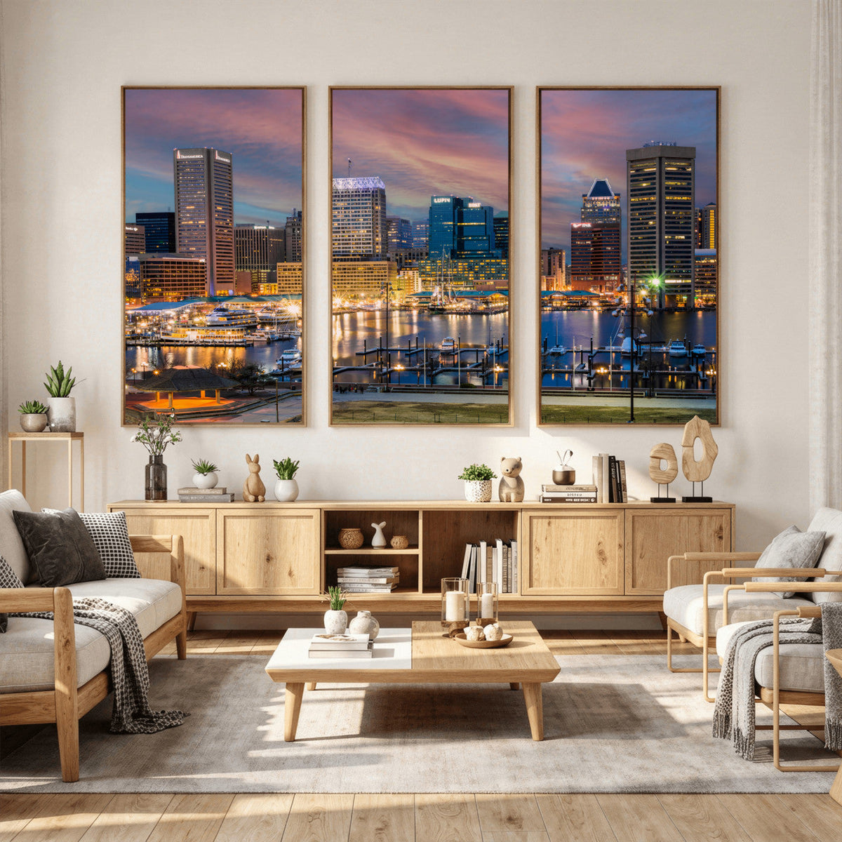 Baltimore Skyline Wall Art Canvas Print, Baltimore Downtown