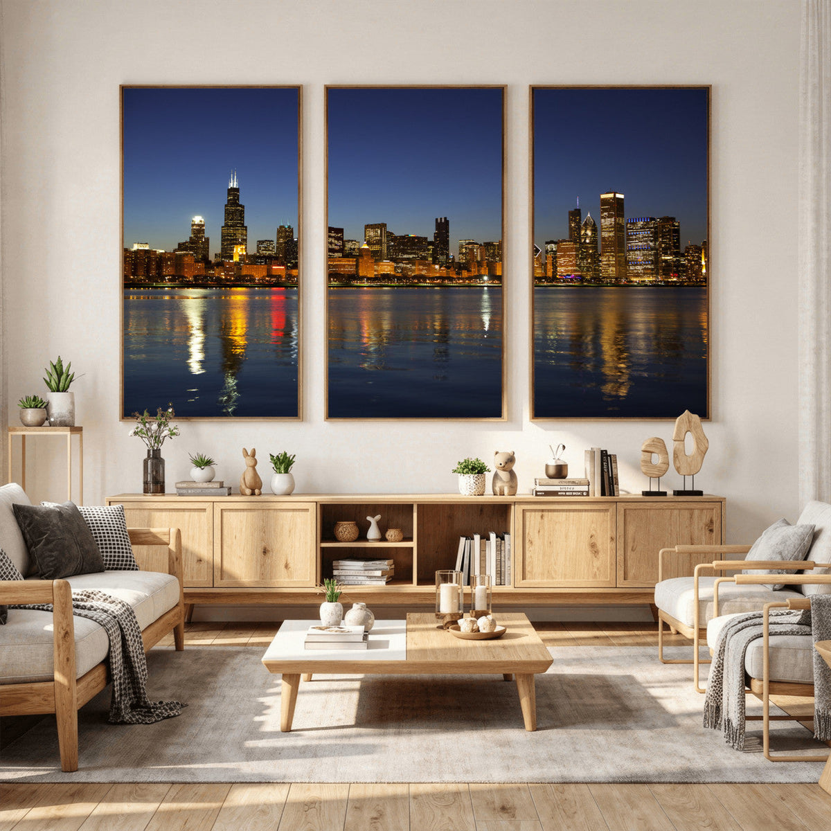 Chicago Wall Art Canvas Print - Chicago City Downtown Night
