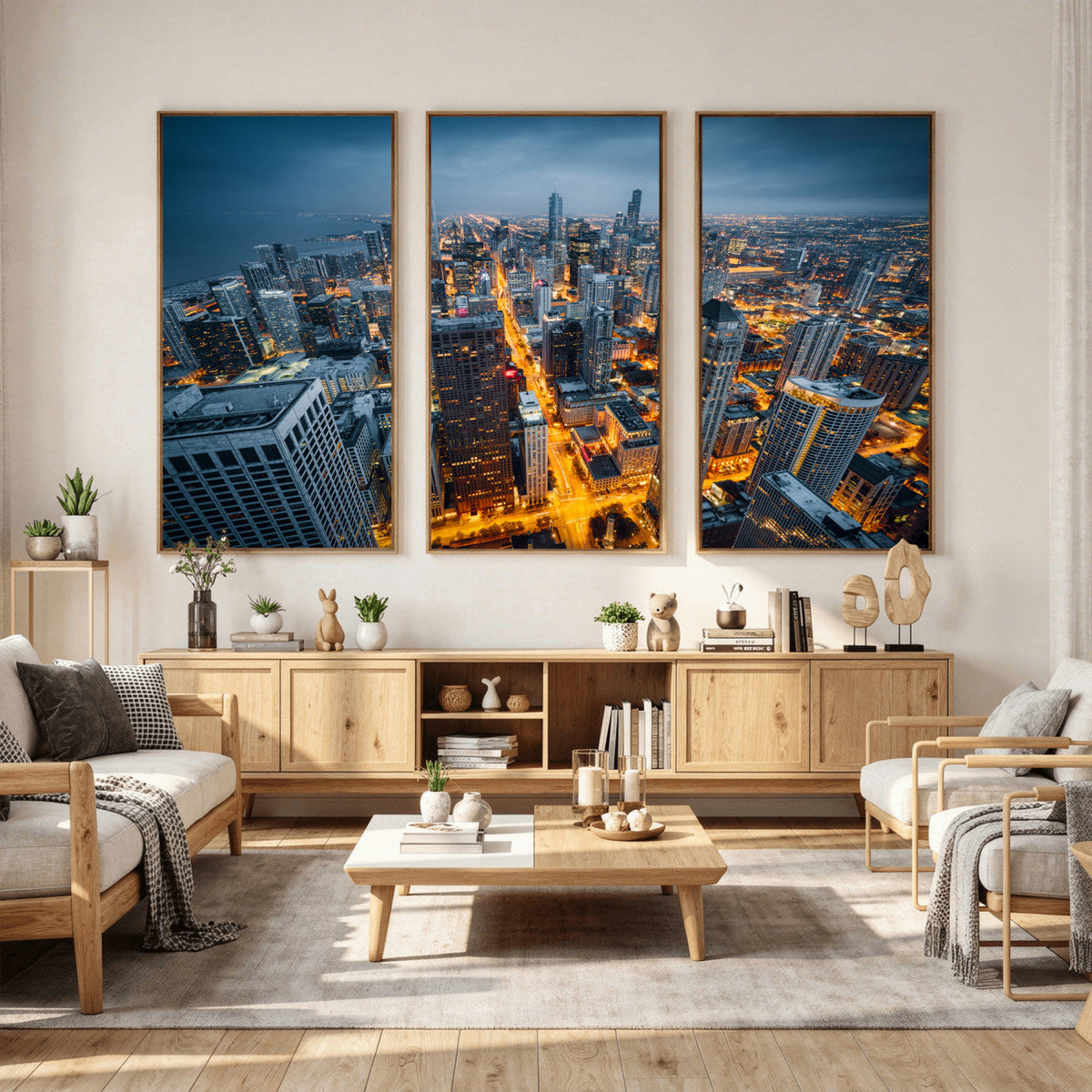 Chicago Wall Art Canvas Print - Chicago City Downtown Night