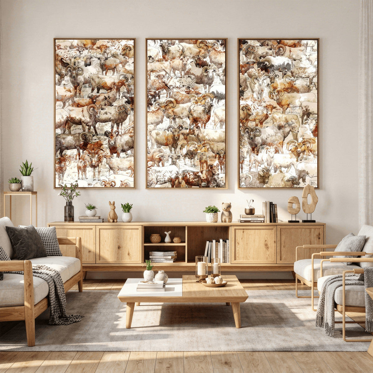 Farmhouse Bighorn Sheep Wall Art Canvas Print - Abstract