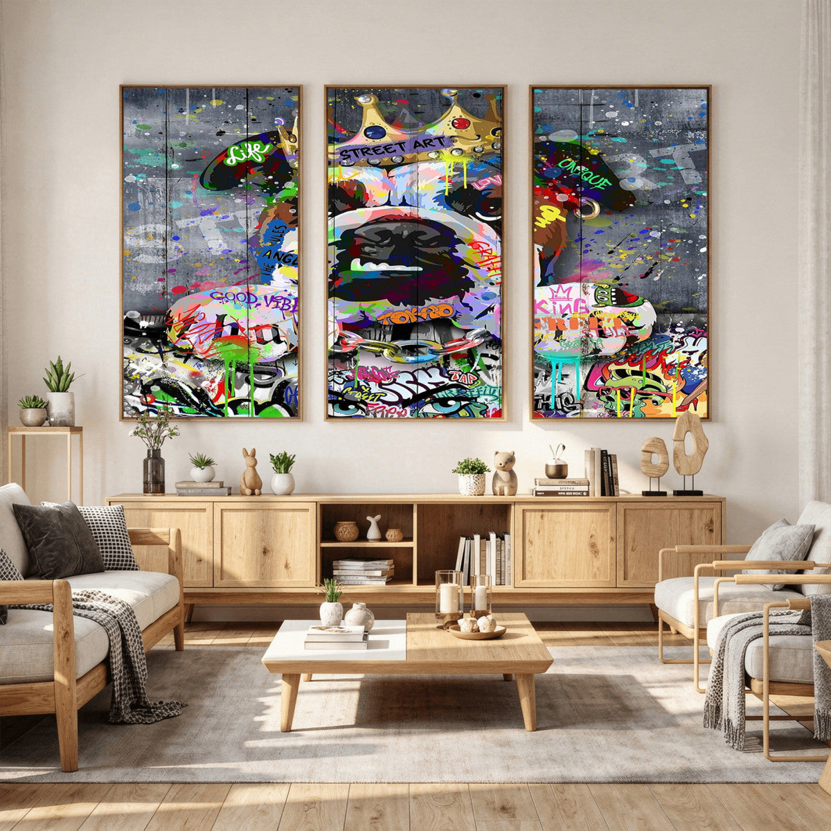 Graffiti Dog Wall Art Decor for Teen Bedroom - Abstract