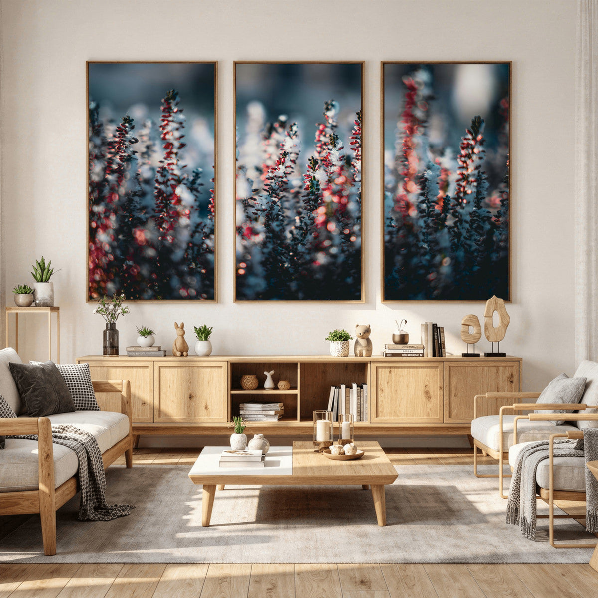 Winter Heather Wall Art Canvas Print, Frosted Floral Nature