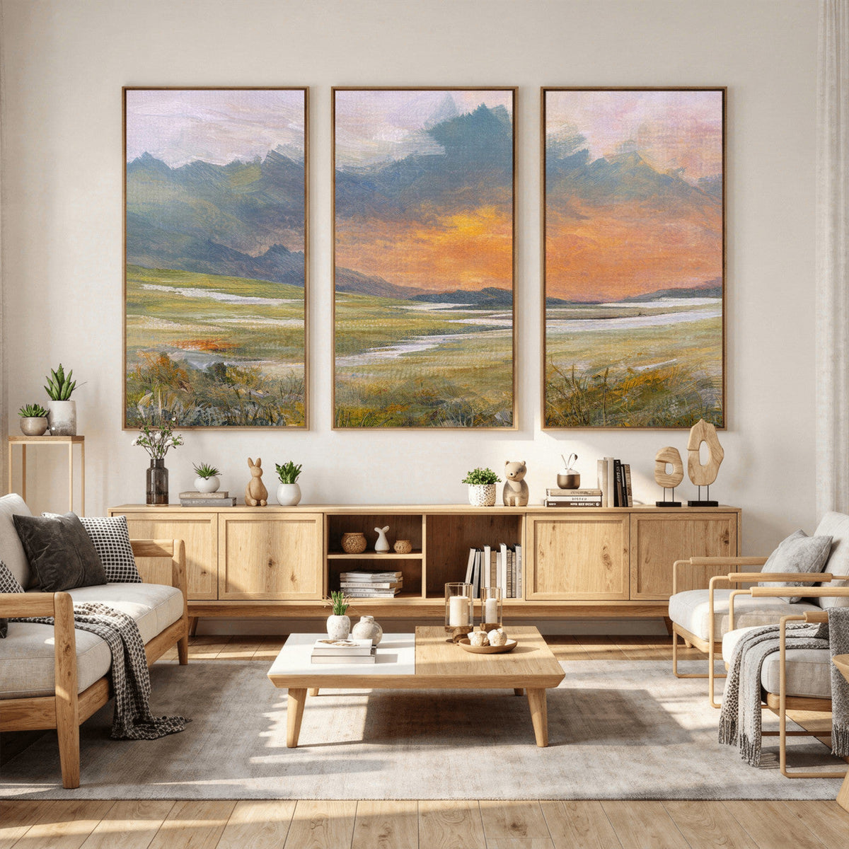 Mountain Sunset Wall Art Canvas Print Vintage Landscape