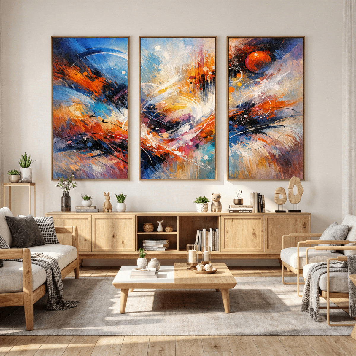 Lyrical Abstraction Wall Art Canvas Print, Orange Blue