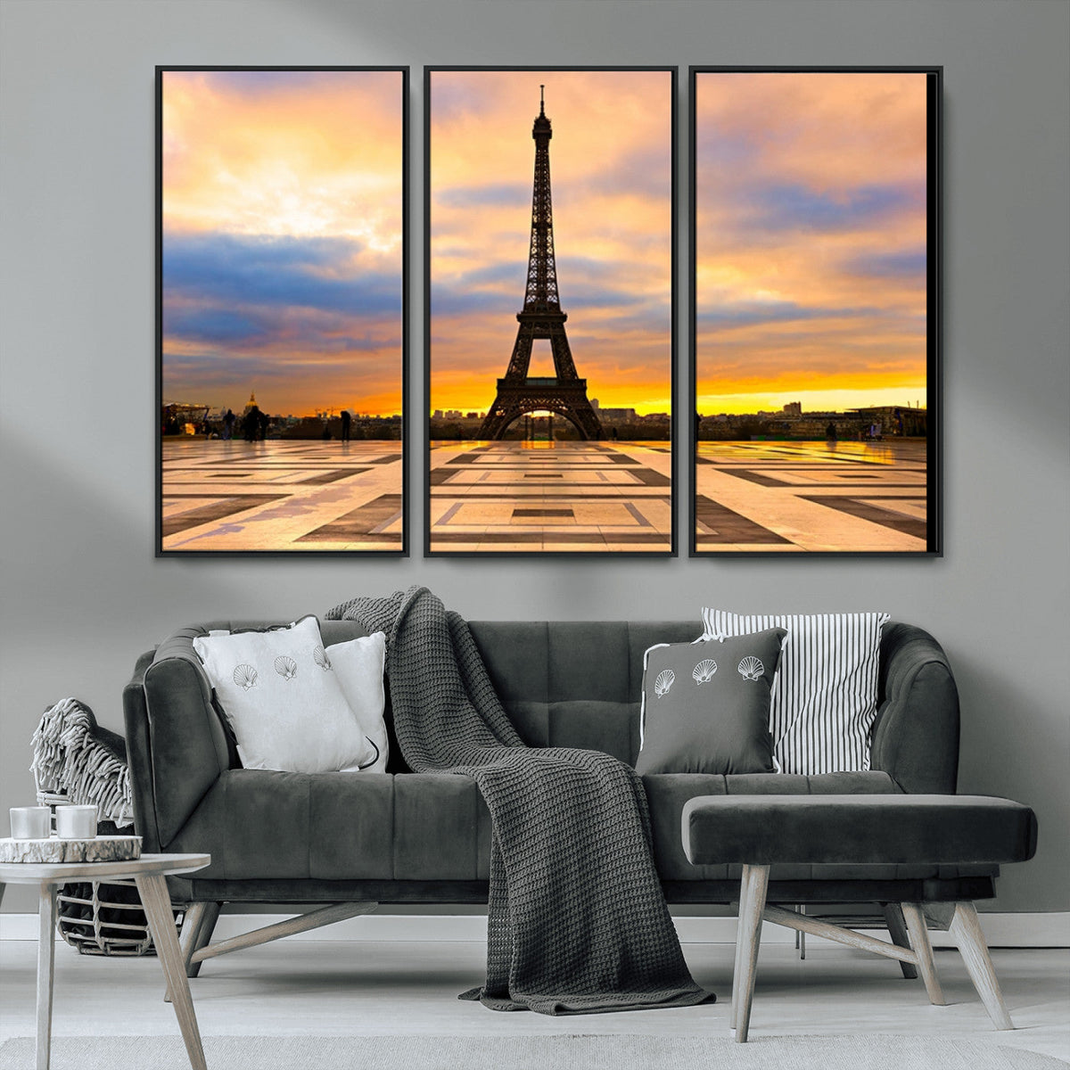 Paris Eiffel Tower Sunset Canvas Wall Art Print - Iconic