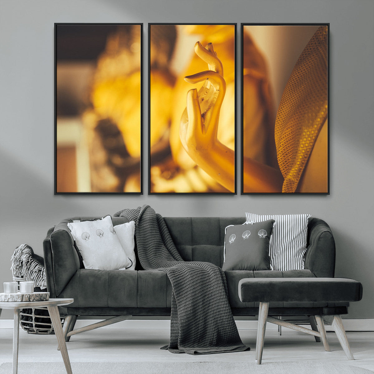 Gold Buddha Statue Hands Wall Art Canvas Print