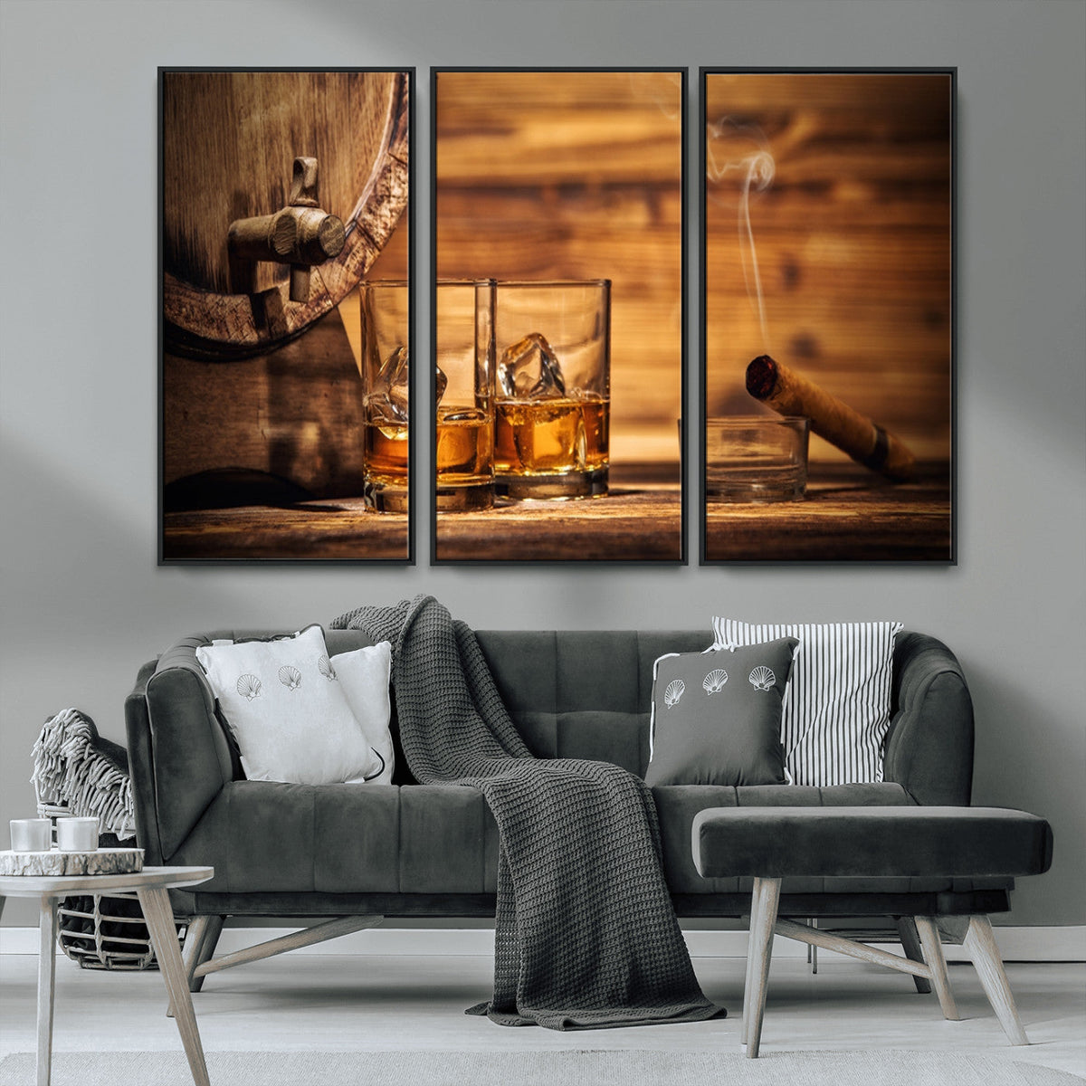 Rustic Whiskey and Barrel Canvas Print