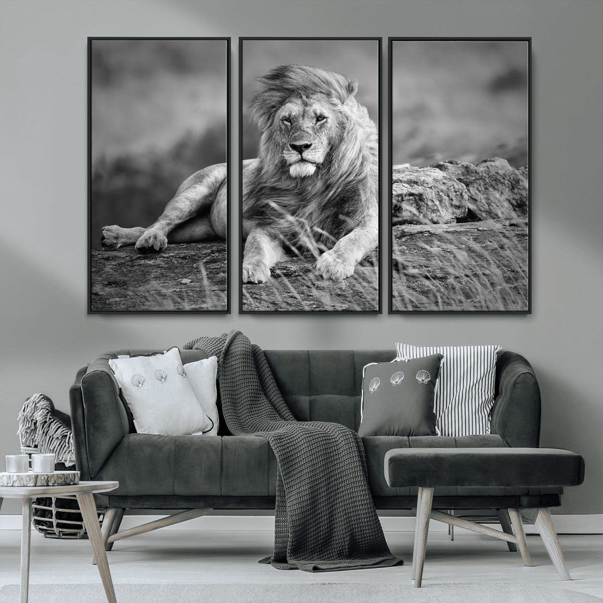 King Forest Lion Wall Art Canvas Print – Framed Majestic