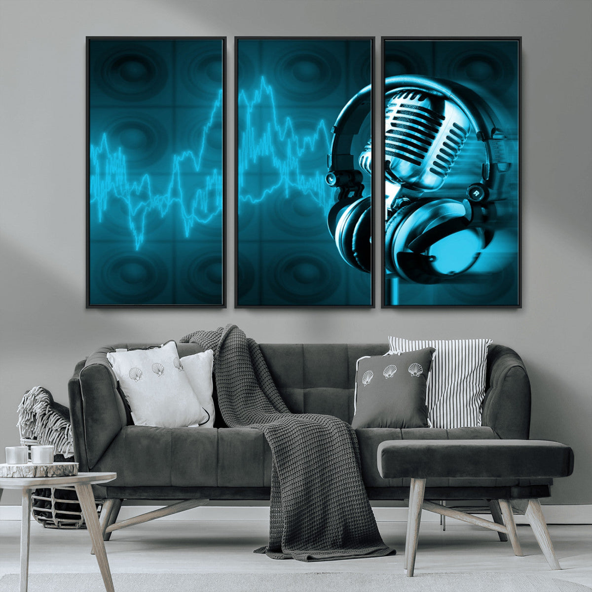 Music and Microphone Wall Art Canvas Print