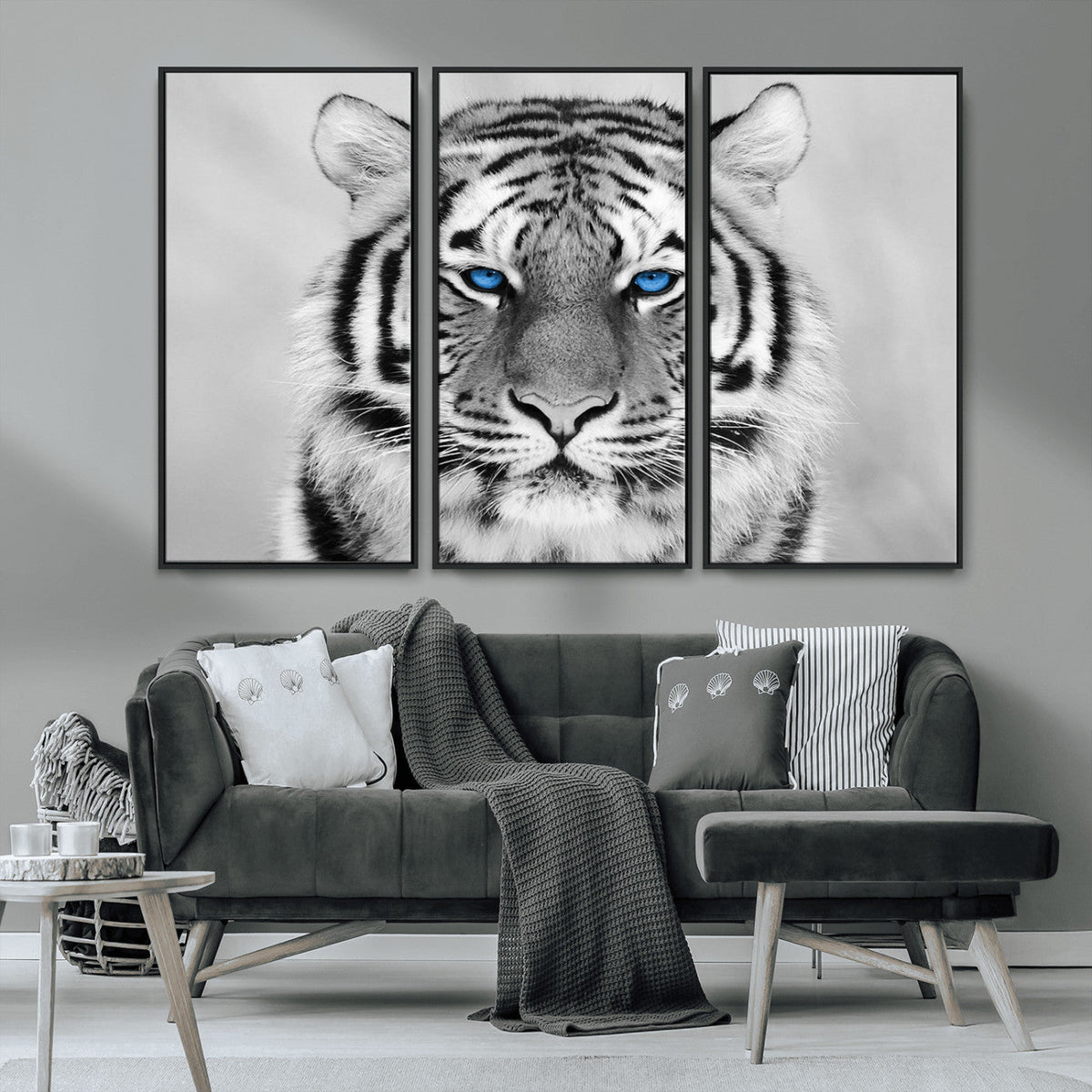 Black and White Tiger Wall Art Animal Canvas Print