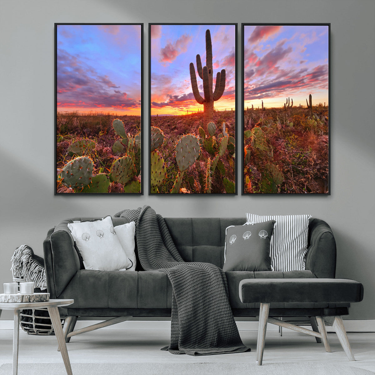 Arizona Desert Wall Art Canvas Print - Framed Deser Sunset