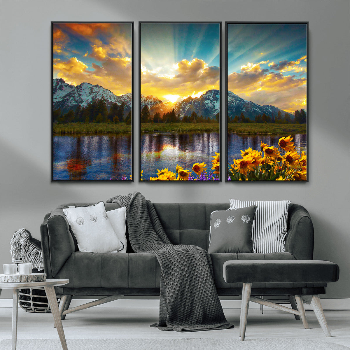 Grand Teton Park Sunrise Wall Art – Vibrant Landscape Canvas