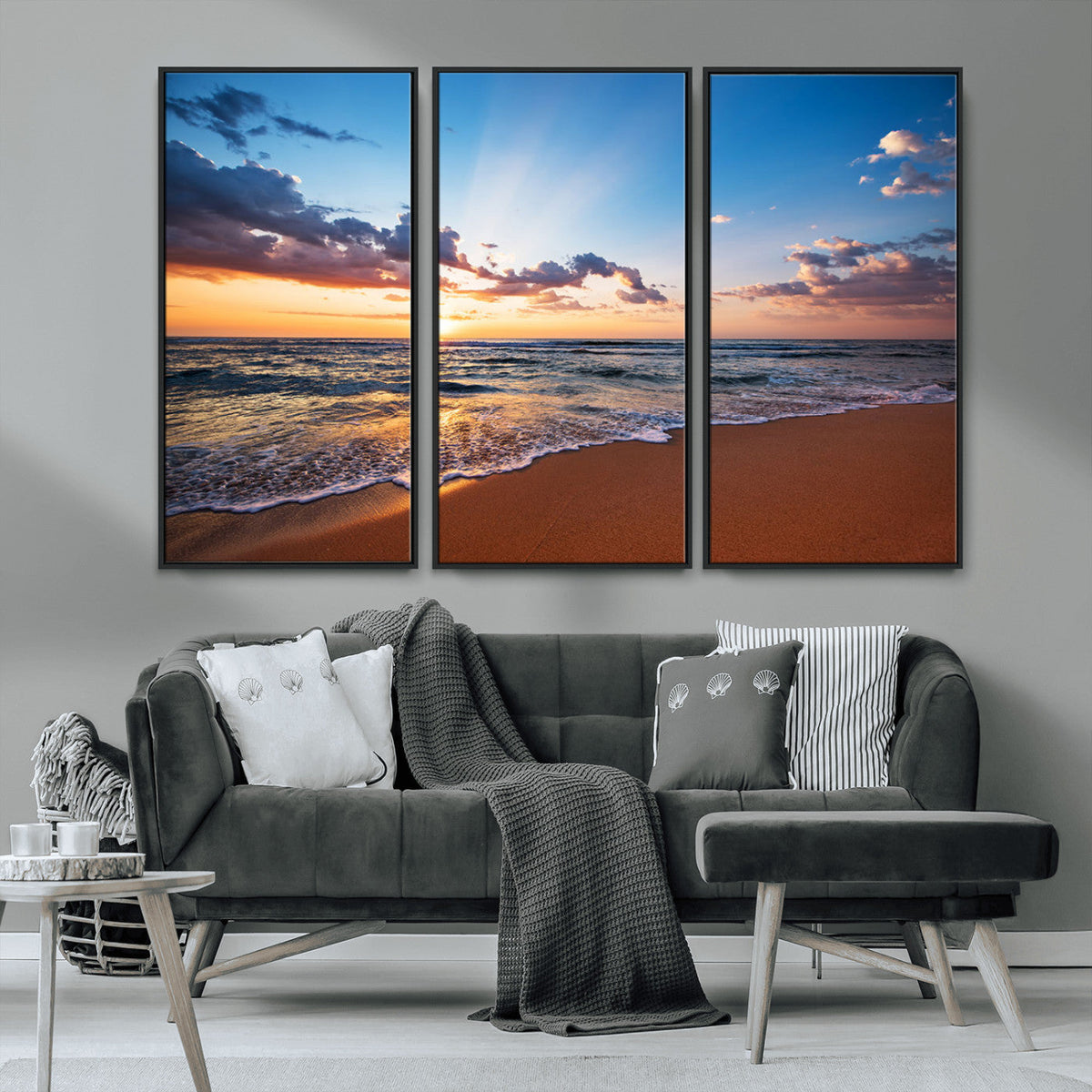 Golden Hour Beach Sunset Wall Art | Canvas Print | Ready to