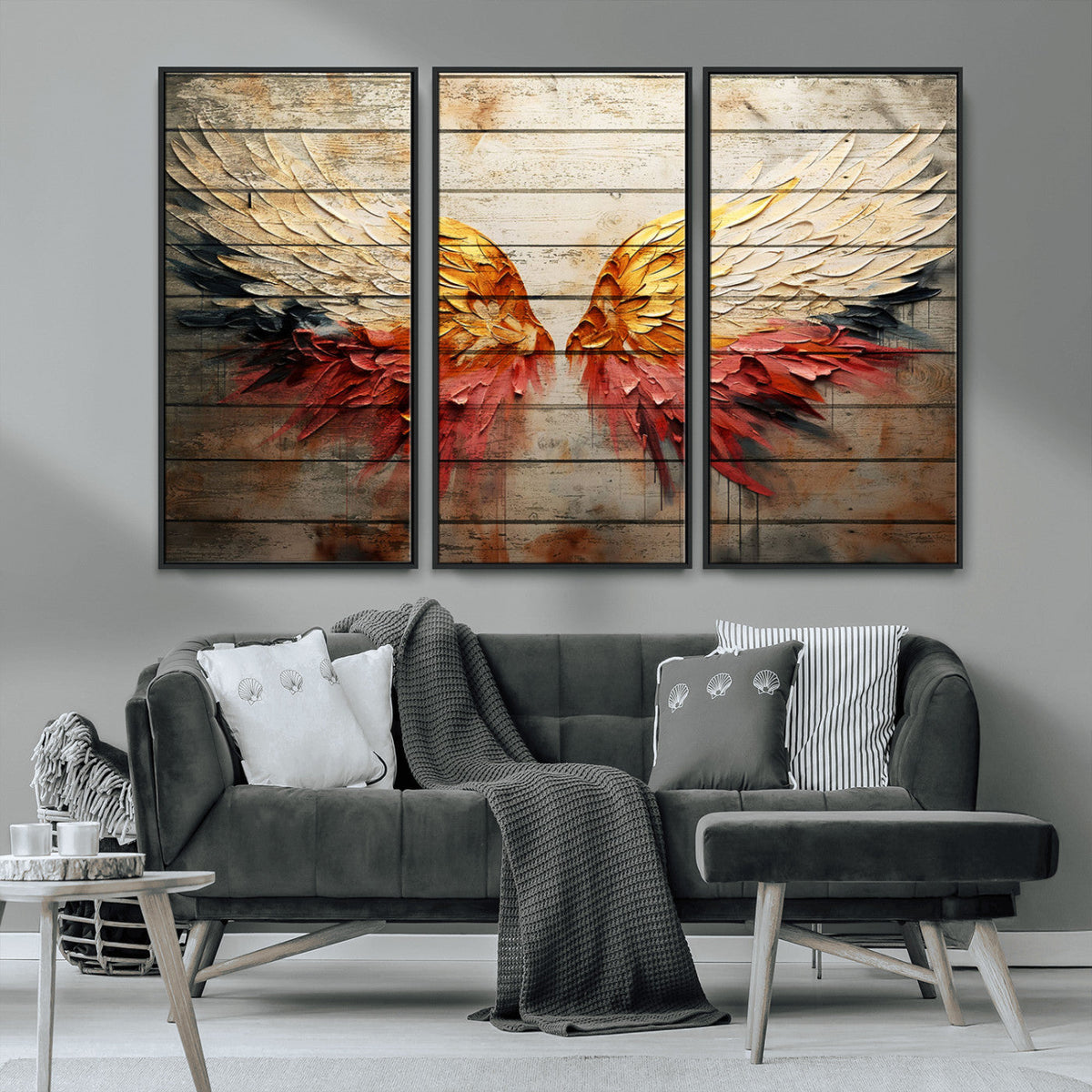 Abstract Angel Wings Canvas Wall Art – Framed and Ready to