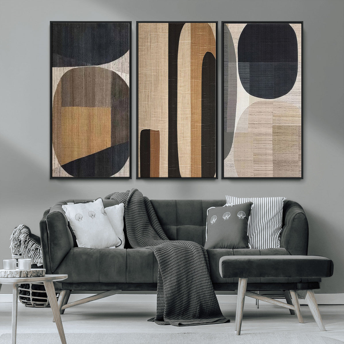 Abstract Minimalist Canvas Wall Art - Neutral Geometric