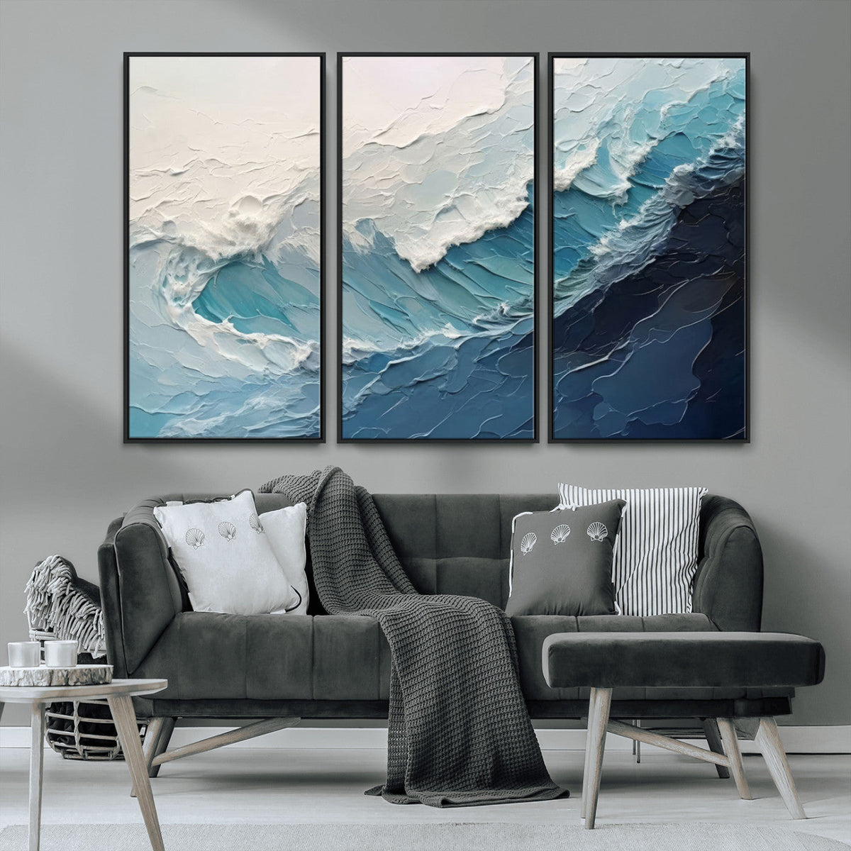 Ocean Wave Canvas Wall Art Print – Coastal Living Room Large