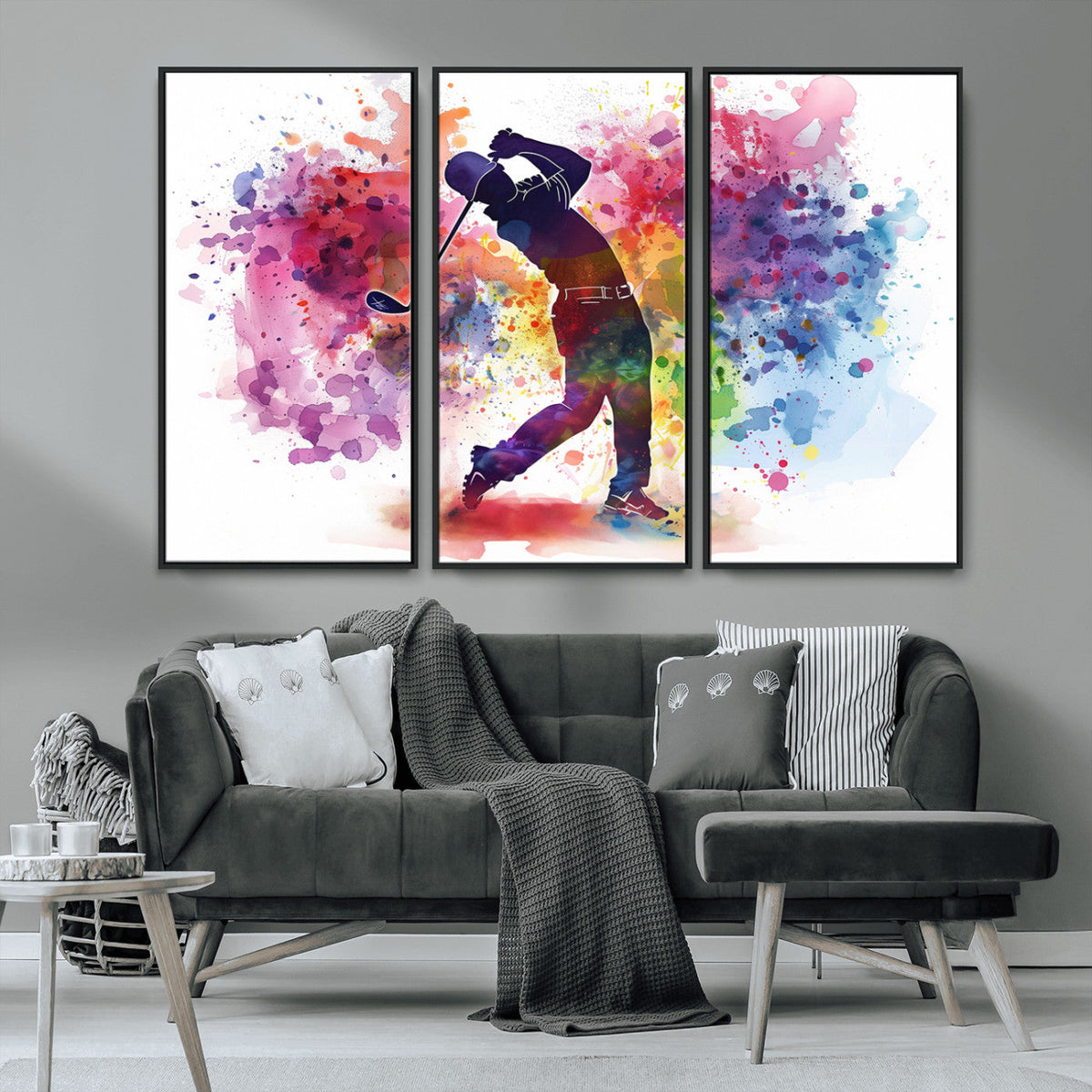 Colorful Golfer Swing Wall Art Canvas Print - Ready to Hang,