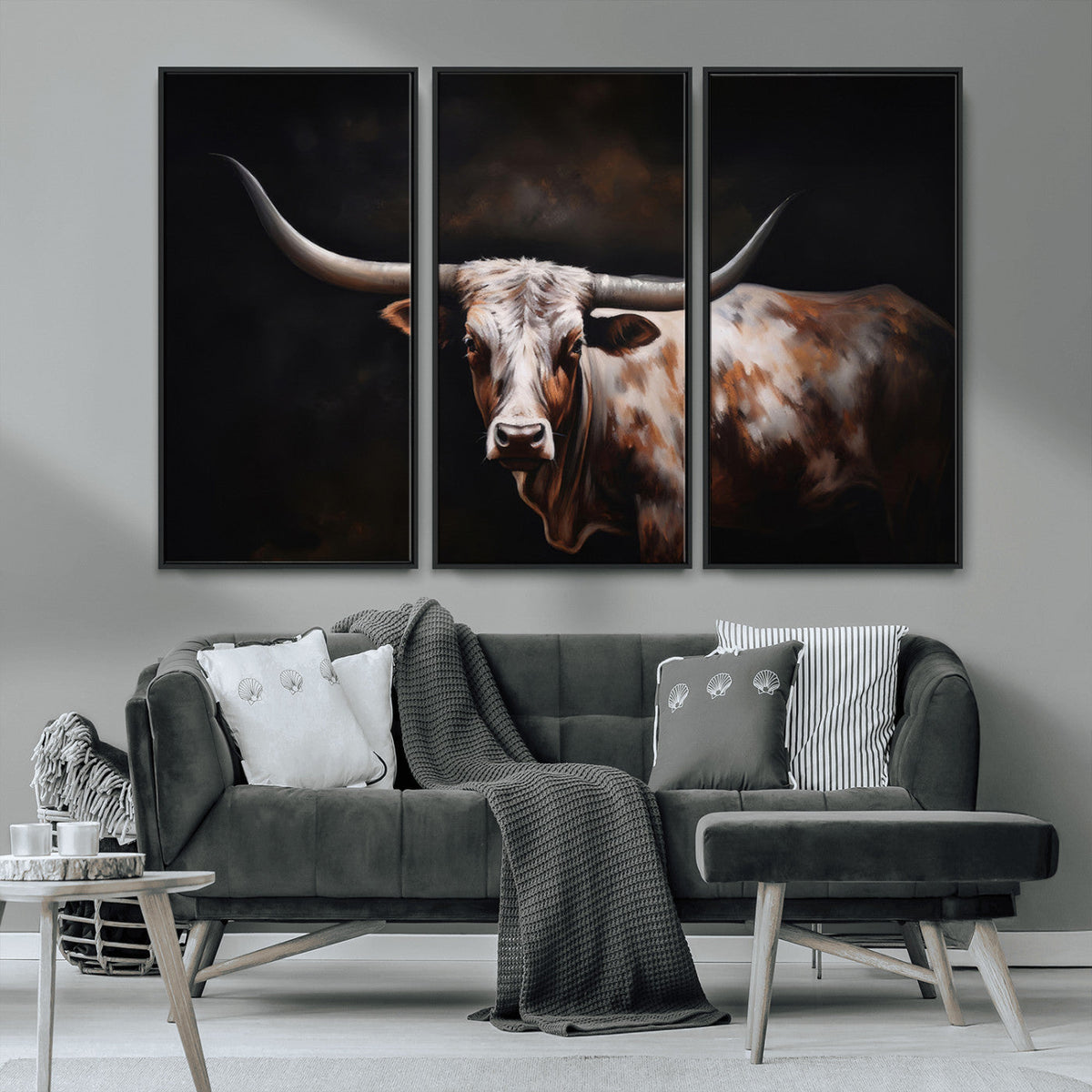 Texas Longhorn Wall Art Canvas Print | Western Ranch Decor |