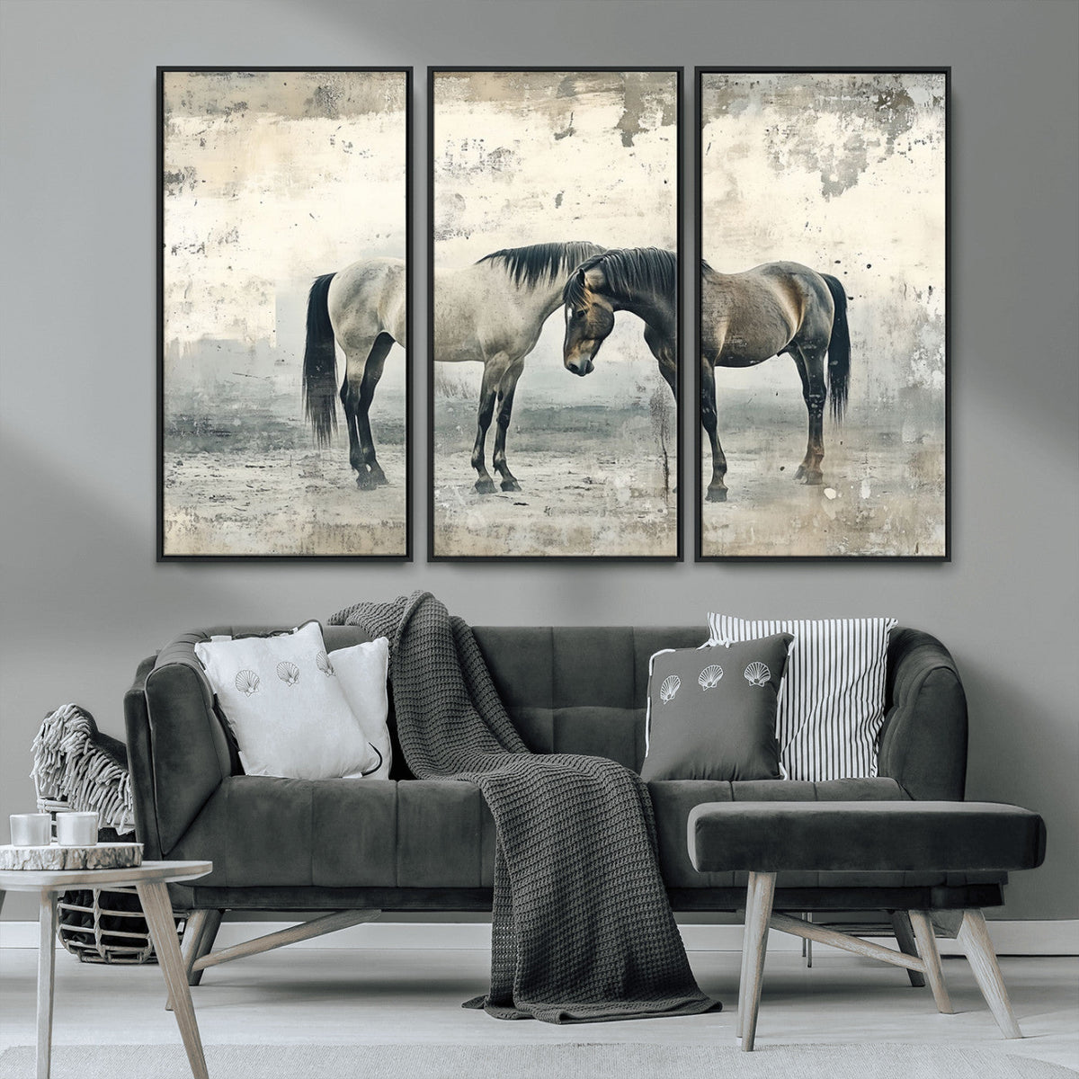 Chines Style Majestic Horses Wall Art | Ready to Hang and